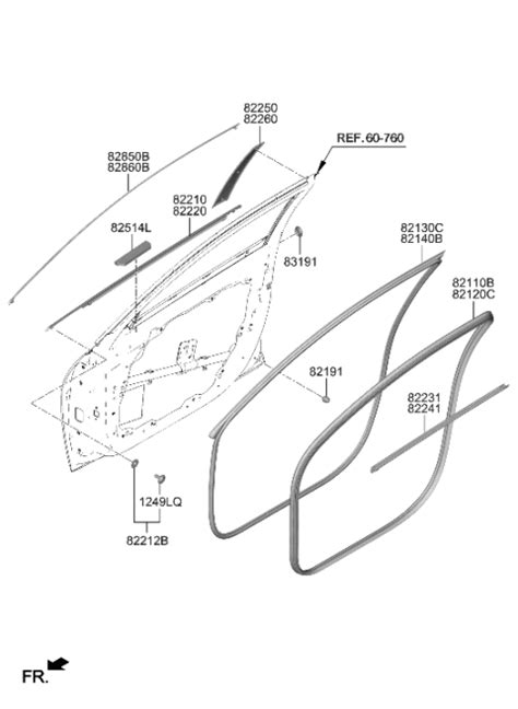 82220 AB010 Genuine Hyundai W STRIP Assembly FR Dr Belt O S RH