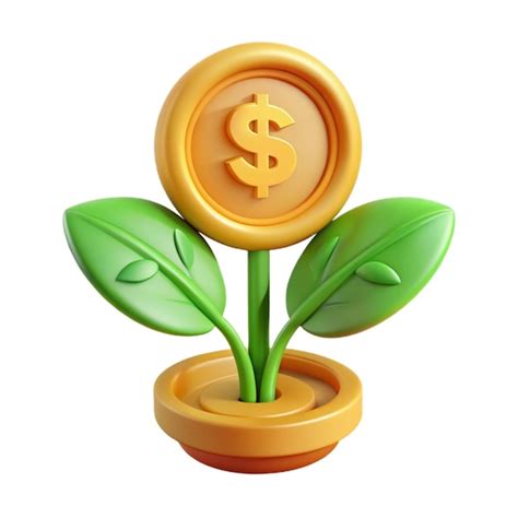 3d Render Of A Money Tree With A Gold Coin And Green Leaves Premium