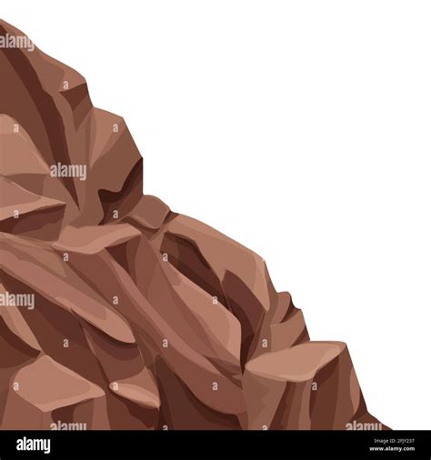 Mountain Landslide With Falling Rocks Stones In Cartoon Flat Style