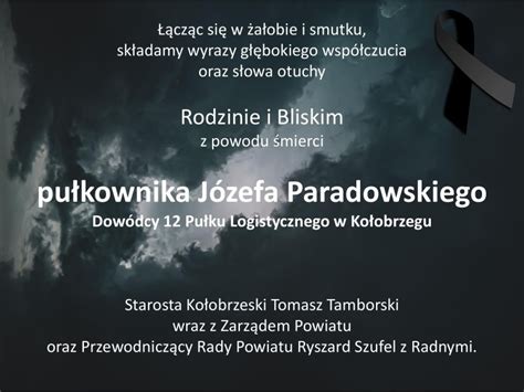 Kondolencje z powodu śmierci pułkownika Józefa Paradowskiego