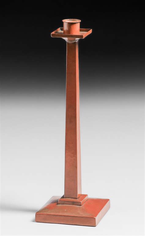 Prairie School Arts Crafts Hammered Copper Candlestick C1910