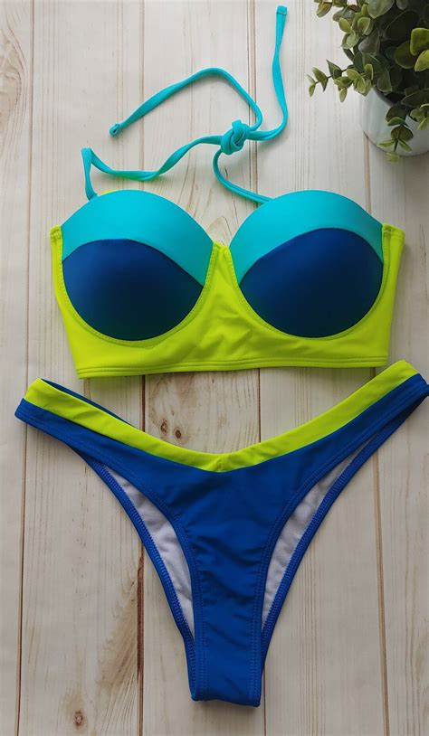 Sexy Bikini Gr N Blau Bademode Tanga Brasilianischer Boden Etsy De