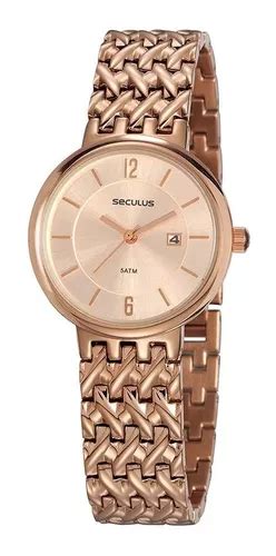 Rel Gio Seculus Feminino Classic Rose Gold Lpsvrs Cor Da Correia