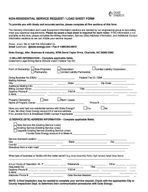 Duke Energy Commercial Load Sheet Fill And Sign Printable