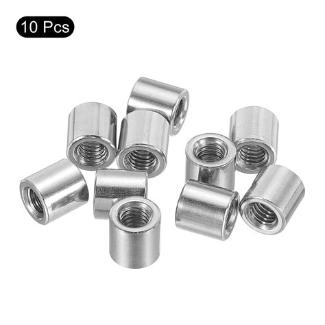 10Pcs Round Connector Nuts M6x10x10mm Coupling Nut Sleeve Rod Bar Stud