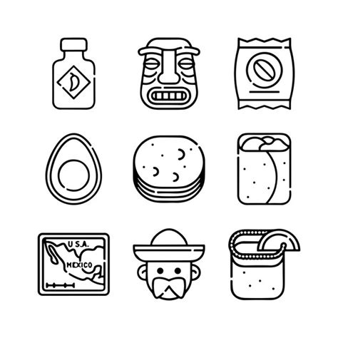 Premium Vector Set Of Mexico Icons Simple Line Art Style Icons Pack