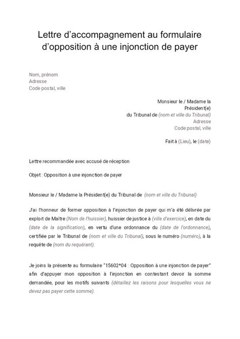 Lettre De Contestation Huissier Injonction De Payer Mod Le De Lettre