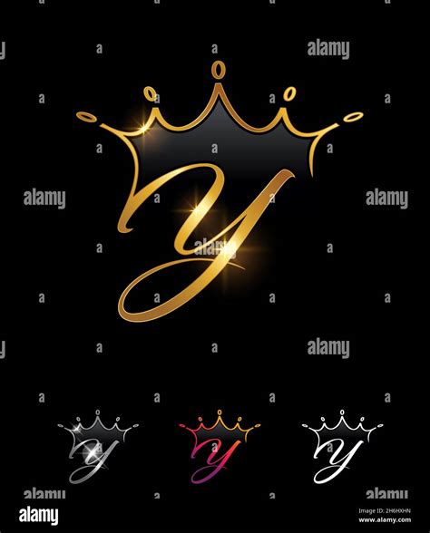 A Vector Illustration Set Of Golden Monogram Crown Initial Letter Y