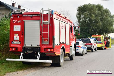 Zderzenie motocykla i samochodu pod Kutnem wszystkie służby w akcji