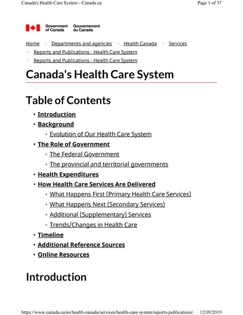 Canada Health Care System Home Departments And Agencies Health Canada