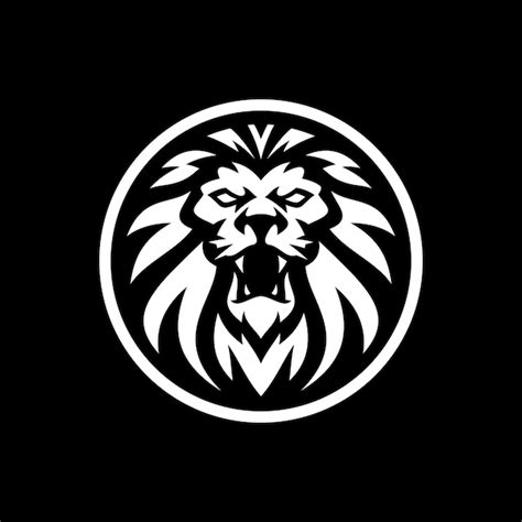 Lion head line art oder silhouette in einem kreis logo design löwenkopf