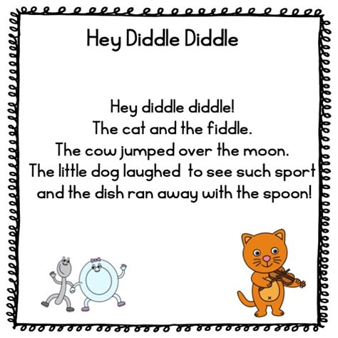 Hey Diddle Diddle Printable Poem