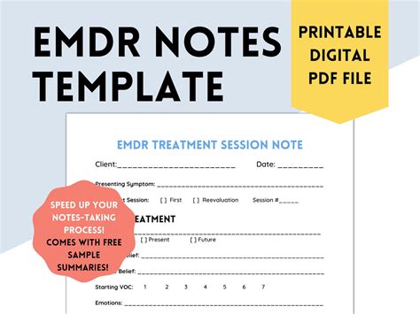 Emdr Resource Emdr Notes Template Emdr Worksheets Trauma Etsy