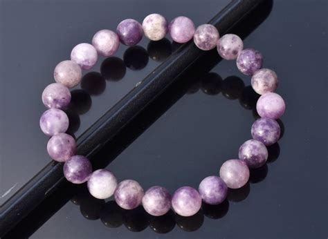 Purple Stone Lepidolite Bead Bracelet In Mm Mm Mm Mm