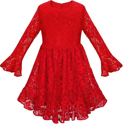 Tiaobug Filles Robe Rouge De Noël Robe De Cérémonie Soirée Robe