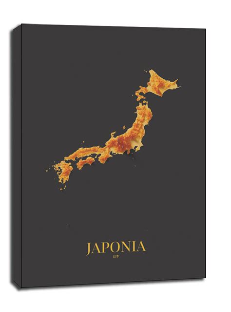 Japonia mapa złota obraz na płótnie 50x70 cm AAALOE Inna marka