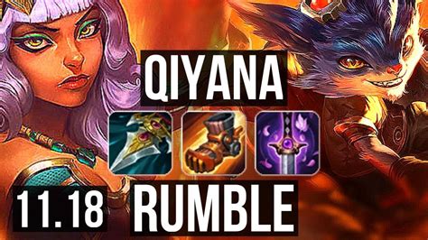 QIYANA Vs RUMBLE MID 8 Solo Kills 1400 Games Legendary 17 2 4