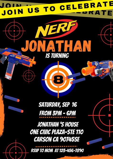 Editable Nerf Birthday Invitation Template Fantastic Invite