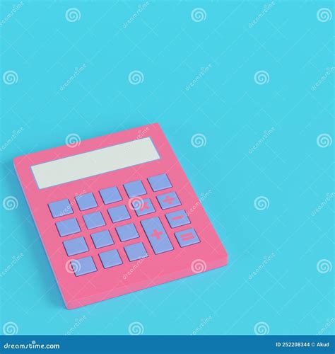 Calculadora Simple Rosa Sobre Fondo Azul Brillante En Colores Pastel