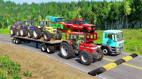 TRANSPORTING PIXAR CARS FRUITS WITH COLORED JOHN DEERE Vs CLAAS Vs