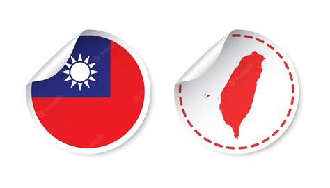 Premium Vector Taiwan Sticker With Flag And Map Label Round Tag With