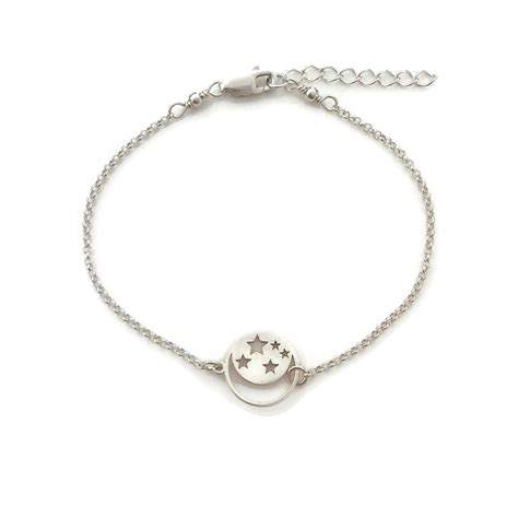 Sterling Silver Moon Star Bracelet Jewellerybyzm