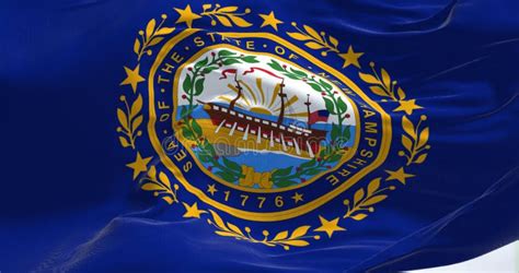 Close Up Of The New Hampshire State Flag Waving Stock Illustration