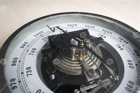 Traditional Aneroid Barometer For Measuring Air Pressure Stock Image