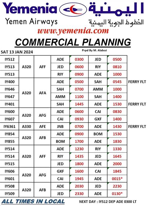 اخبار عدن مواعيد اقلاع رحلات طيران اليمنيه ليوم غد السبت