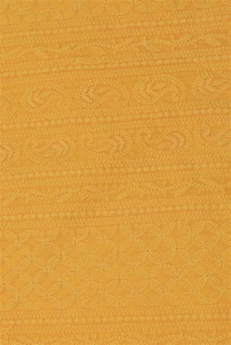 Buy Yellow Lucknawi Kashida Work Georgette Fabric Online Qutun Qutun