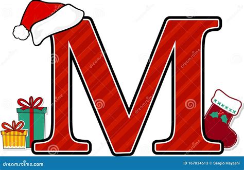 Capital Letter M With Christmas Design Elements Stock Vector