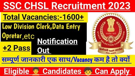 Ssc Chsl Notification Chsl Form Qualification Syllabus Chsl