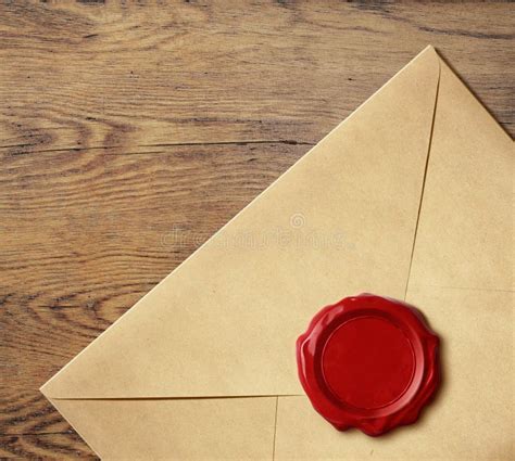 Mail Envelope Or Letter Sealed With Wax Seal Stamp Stock Photo Image