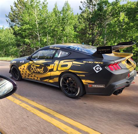 Caught A Nice Rolling Shot Of The 2024 Mustang Gt4 That Ran At Pikes Peak Today R Mustang