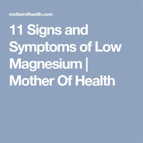 11 Signs And Symptoms Of Low Magnesium Artofit