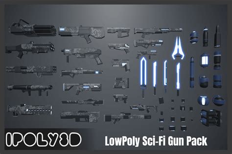 LowPoly Sci Fi Guns Pack 3D Guns Unity Asset Store