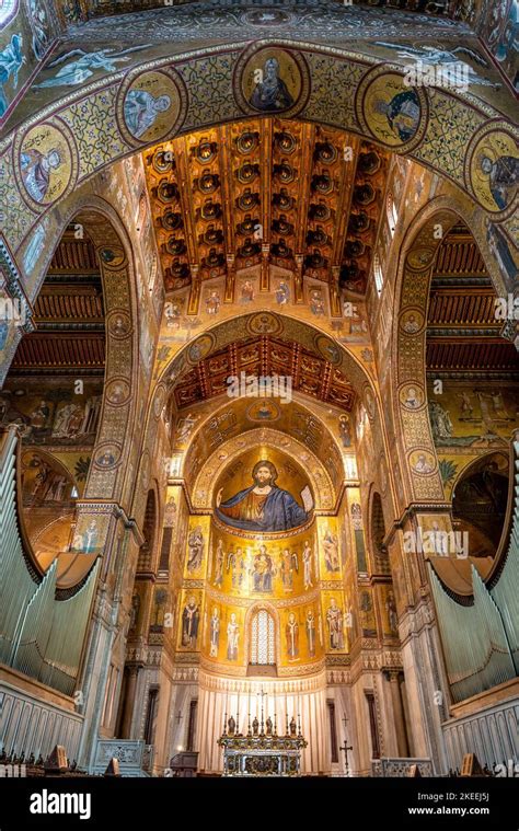 The Interior Of Monreale Cathedral Palermo Sicily Italy Stock Photo