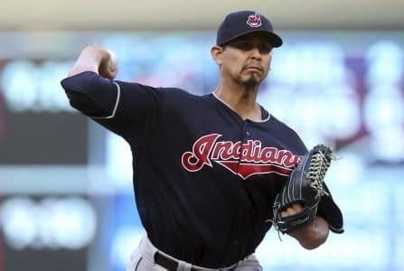 Cleveland Indians Carlos Carrasco pitching against the Minnesota Twins ...