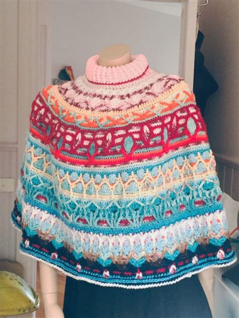 Round Poncho Overlay Crochet Free Pattern Part 1 ・clearlyhelena Crochet Poncho Patterns