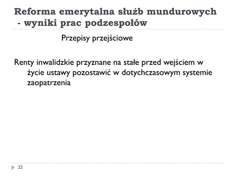 PPT Reforma emerytalna służb mundurowych Wyniki prac podzespołów