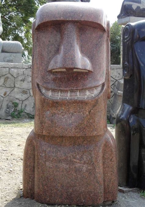 Polished Pink Granite Smiling Moai Sculpture 48" (#55g1a): Hindu Gods ...