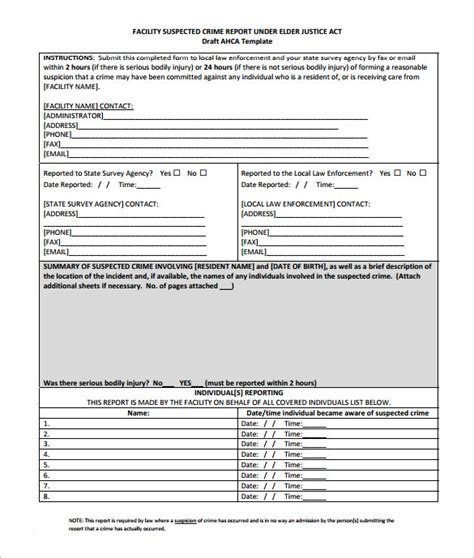 Criminal Profile Template