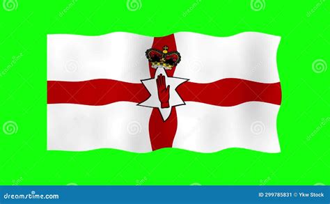 Northern Ireland Waving Flag 2D Animation on Green Screen Background ...