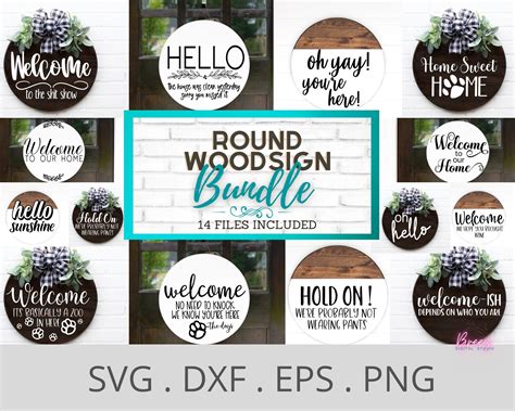 Funny Round Sign Svg Bundle Welcome Svg Files Door Hanger Svg