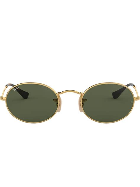 Gold Oval Flat Lenses Sunglasses From Ray Ban Featuring Oval Frames Gold Tone Hardware And