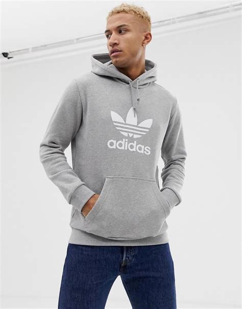 Lyst Adidas Originals Hoodie With Trefoil Logo In Gray In Gray For Men