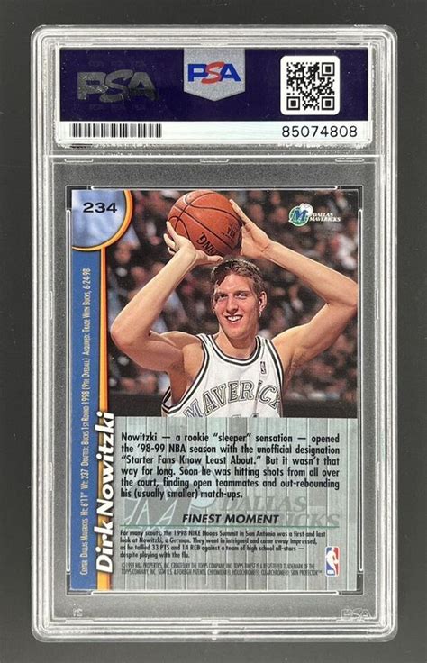 Topps Finest Dirk Nowitzki Rc Rookie Auto Signed Autograph Psa Dna