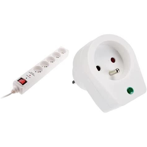 Bloc 5X 16A Avec Interrupteur Parafoudre Parasurtenseur Blanc