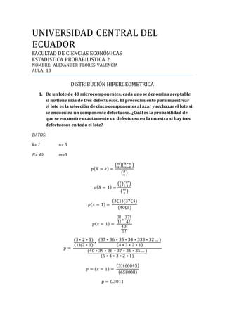 Ejercicios De Distribuci N Hipergeometrica Pdf