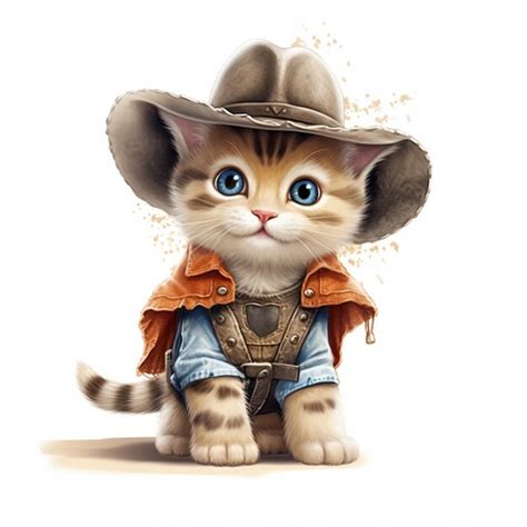 Premium Photo | There is a cat wearing a cowboy hat and a jacket ...